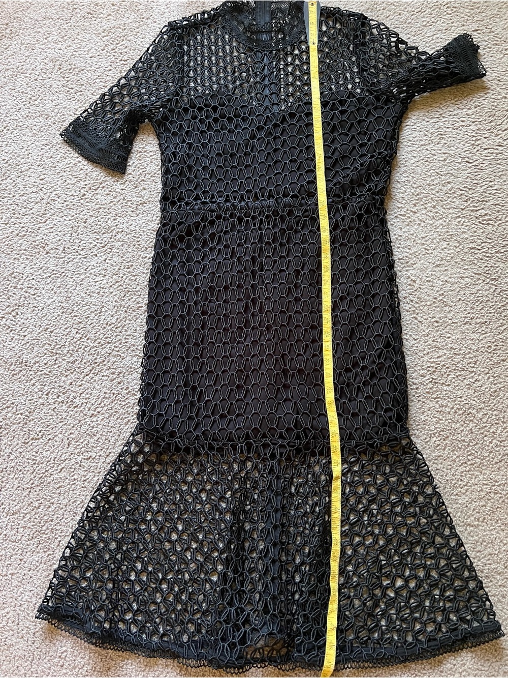 Bardot Fiona Mesh Lace Trumpet Midi Dress Black Size 12 XL 51820DB - Picture 13 of 15